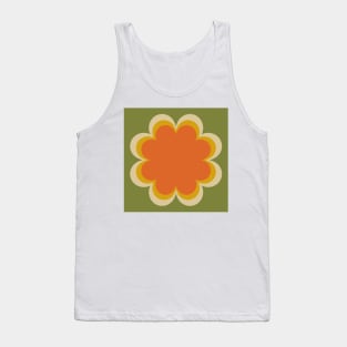 Green, orange, yellow, Linen textured scandi flower Tank Top